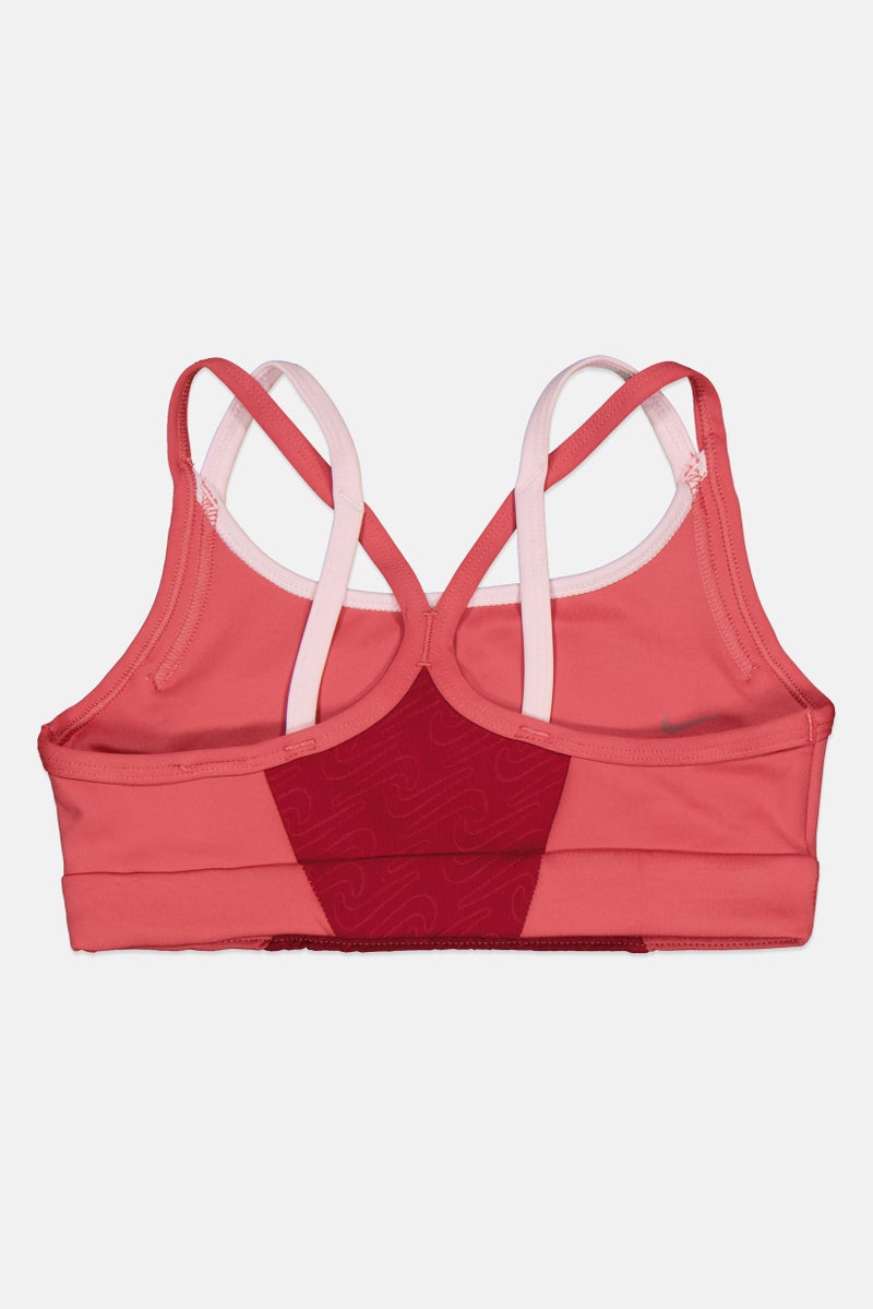 Nike سوتيان رياضي مزخرف للأطفال البنات، مارون - Image 2