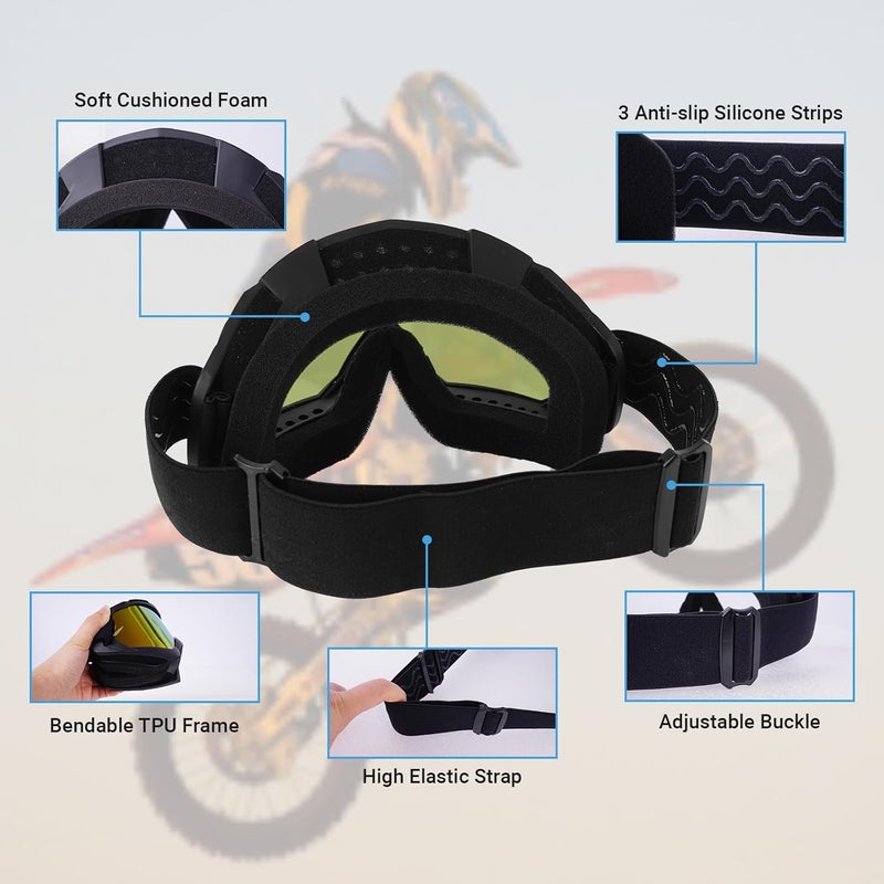 BIBIRE Motorcycle Goggles - Anti-Fog UV Protective Dustproof for Racing, Skiing, and Climbing - Image 3