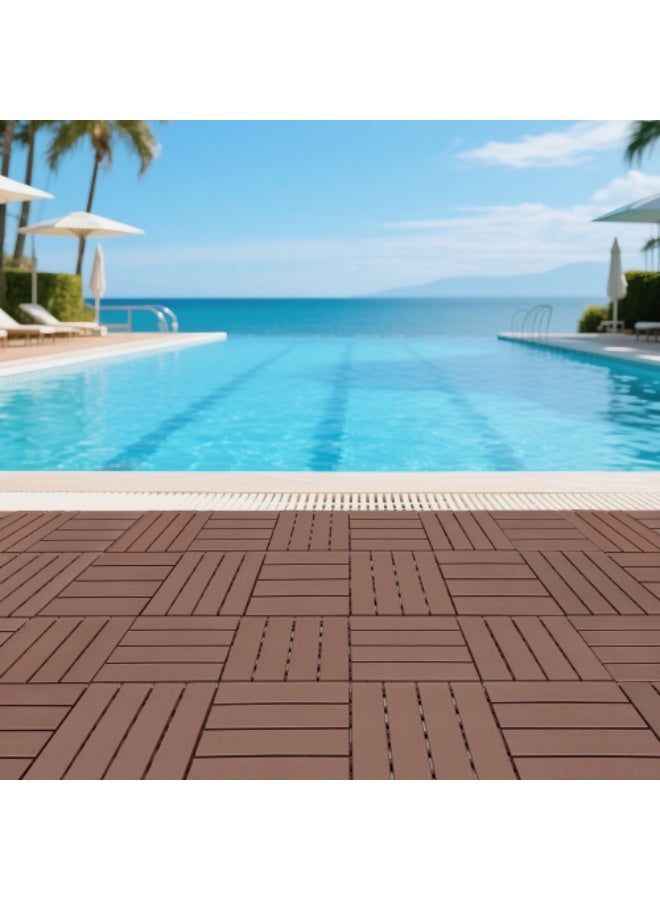 44 PCS 12x12 Inch Interlocking Deck Tiles - Waterproof All-Weather Outdoor Patio Flooring for Pool, Balcony, Backyard, Porch & Garden, Coffee Brown - Image 5