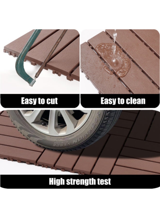 44 PCS 12x12 Inch Interlocking Deck Tiles - Waterproof All-Weather Outdoor Patio Flooring for Pool, Balcony, Backyard, Porch & Garden, Coffee Brown - Image 3