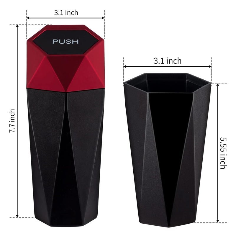 JUSTTOP Diamond Design Car Trash Can with Lid - 2PCS (Red) - Image 4