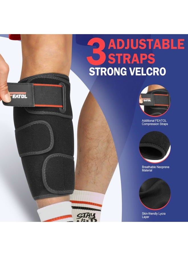 FEATOL Calf Brace, Adjustable Shin Splint, Calf Compression Wraps For Women Men, Leg Braces Support Small S (10-14") 1PC, Pain Relief, Strain, Reduces Muscle Swelling, Tearing, Hiking  - Image 4