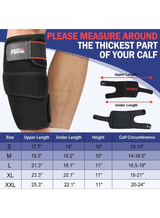 FEATOL Calf Brace, Adjustable Shin Splint, Calf Compression Wraps For Women Men, Leg Braces Support Small S (10-14") 1PC, Pain Relief, Strain, Reduces Muscle Swelling, Tearing, Hiking  - Image 3