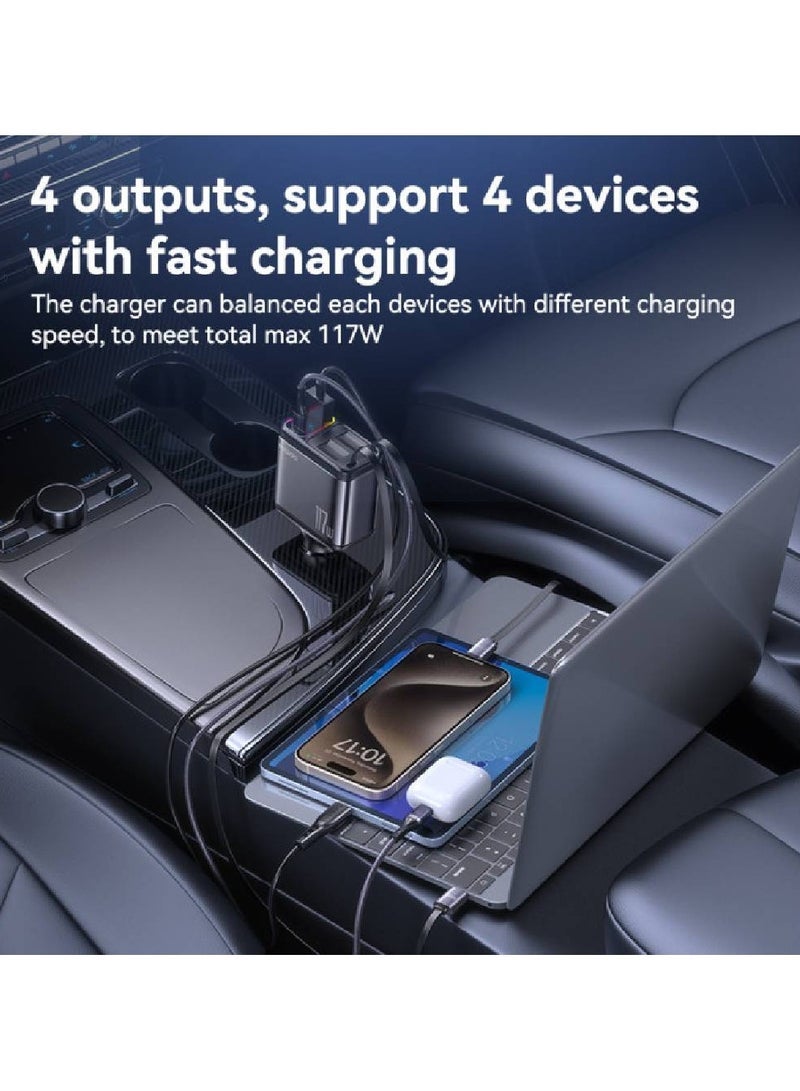 Yesido Y63 117W Fast Charging Car Charger with LED Power Display | Telescopic Cable, USB & Type-C Ports | Quick Charge Adapter for Smartphones, Tablets & Car Gadgets - Image 4