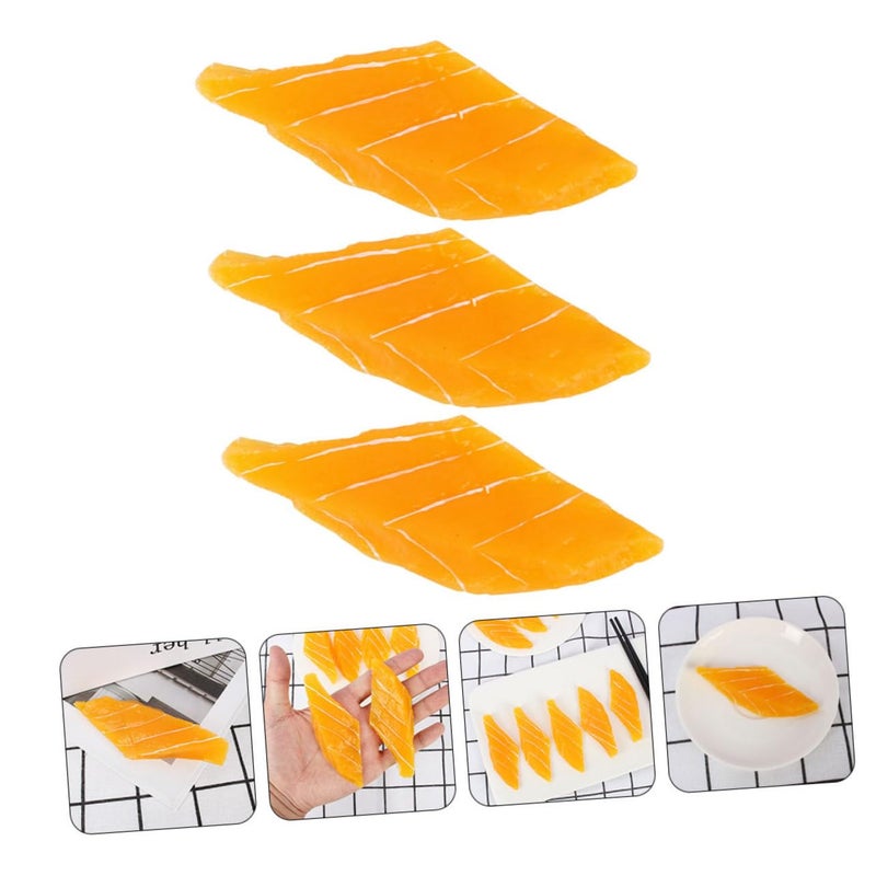 Realistic Artificial Salmon Slices Fake Sushi Food Decoration Lightweight Faux Salmon Model - Image 5