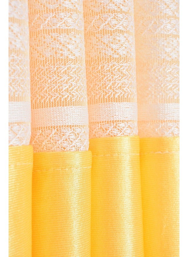 LaVichitra 2 Piece Premium Long Door Curtain with Floral Net - 8ft, Yellow - Image 3