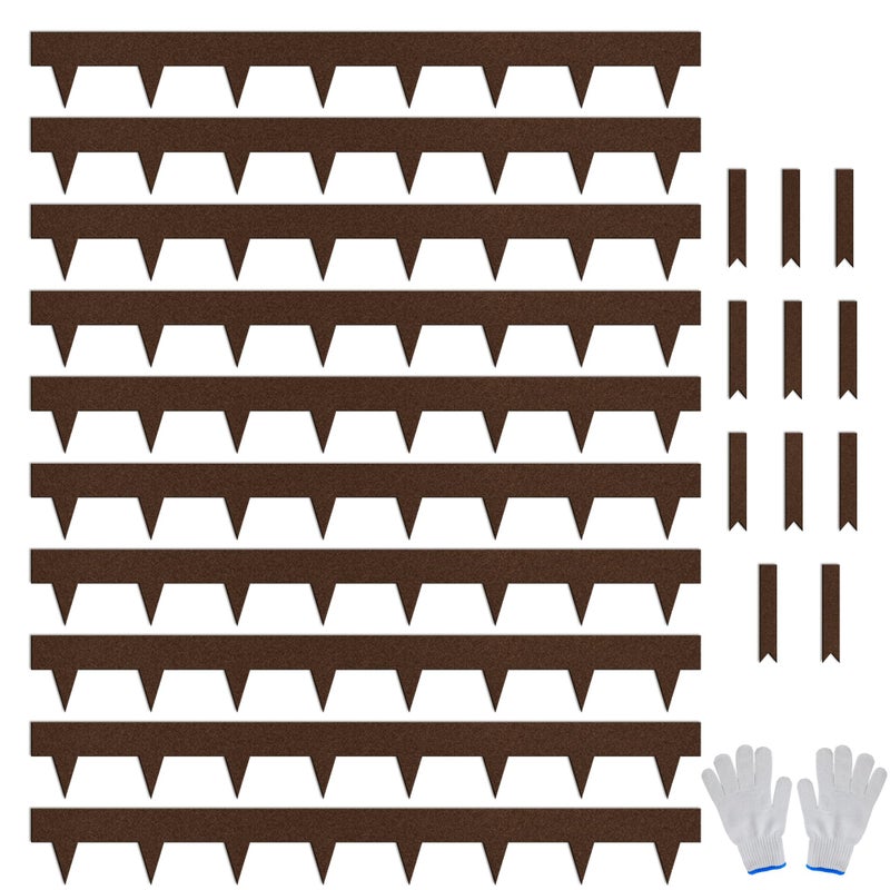 Worth Garden 33ft. Galvanized Steel Landscape Edging - 10-Pack 40" Metal Edging for Landscaping with 11 Stakes, Bronze Powder Coating Hammer-in Lawn Edging for Yard Pathway Divider - Image 1
