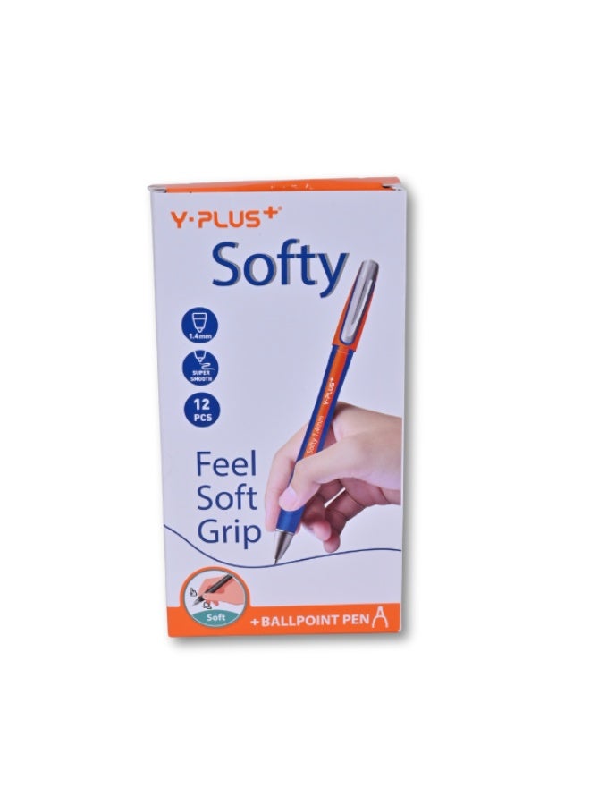 Y plus+ Y-PLUS+ Softy Ballpoint Pens - 1.4mm Super Smooth Writing - 12 Pcs - Image 1
