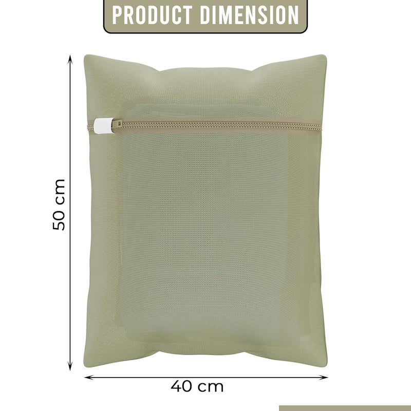 Kuber Industries Set of 12 Polyester Mesh Laundry Bag with Zip Reusable Washing Bags for Washing Machine Ideal for Delicate Fabrics Lingerie Shoes Protection YZ6BG Plain Beige - Image 3