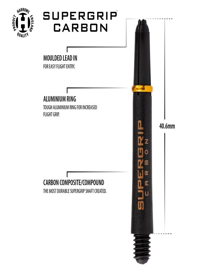 Harrows Darts 3 x Sets of Supergrip Carbon Dart Stems - 9 Dart Shafts in Total - Medium, Midi & Short (Gold, Midi) - Image 3