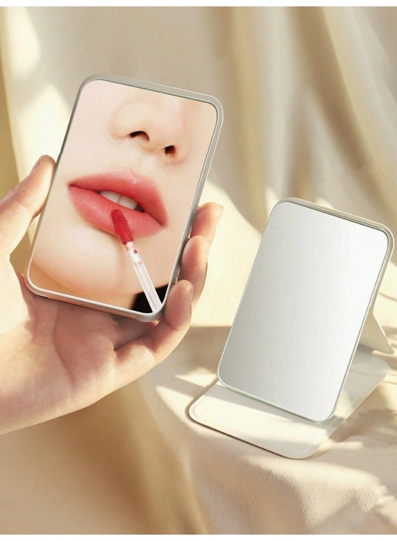 GlamKit Pocket Mirror, Portable Folding Makeup Mirror, Compact Adjustable Small Mirror with Stand for Quick Touch-ups, Travel Handheld Mirror for Women Girls, Mini Mirror Great for Home, Office, Camping (Beige) - Image 3