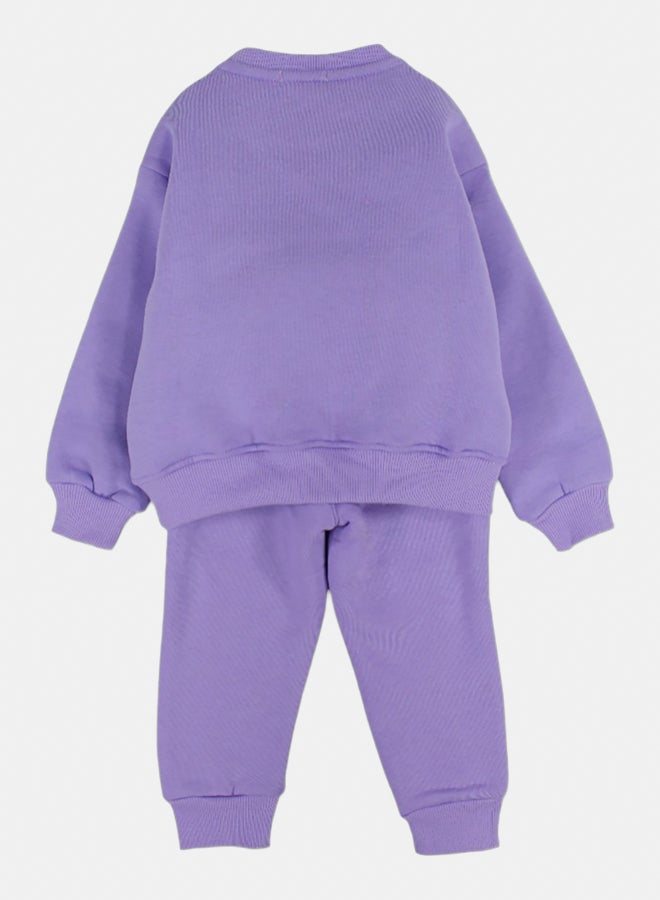 اوركيدز طقم بيجامة قطن للبنات – بنفسجي بطباعة بطريق - Image 2