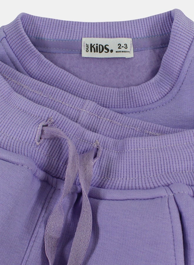 اوركيدز طقم بيجامة قطن للبنات – بنفسجي بطباعة بطريق - Image 3