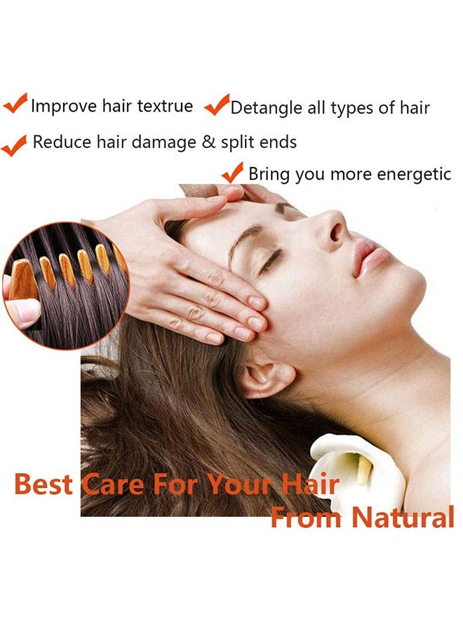 إسكدنيا Natural Wood Wide Tooth Hair Comb Head Scalp Massage No Static Green Sandalwood Hair Pick - Image 5