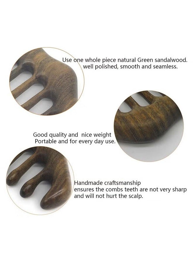 إسكدنيا Natural Wood Wide Tooth Hair Comb Head Scalp Massage No Static Green Sandalwood Hair Pick - Image 4