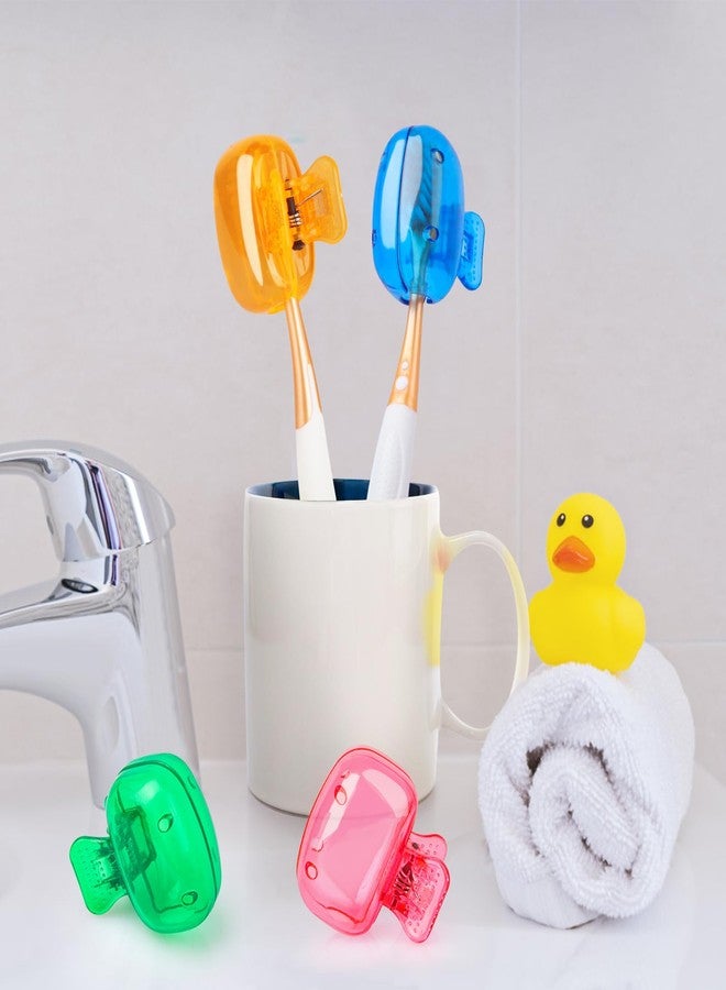 Hxezoc 4 Pack Travel Toothbrush Head Covers Toothbrush Protector Cap Brush Pod Case Protective Portable Plastic Clip for Household Travel, Bathroom, School, Camping, Business - Image 3