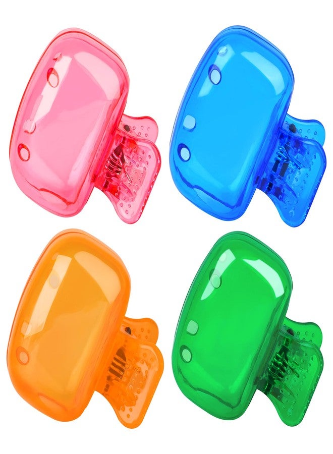 Hxezoc 4 Pack Travel Toothbrush Head Covers Toothbrush Protector Cap Brush Pod Case Protective Portable Plastic Clip for Household Travel, Bathroom, School, Camping, Business - Image 1