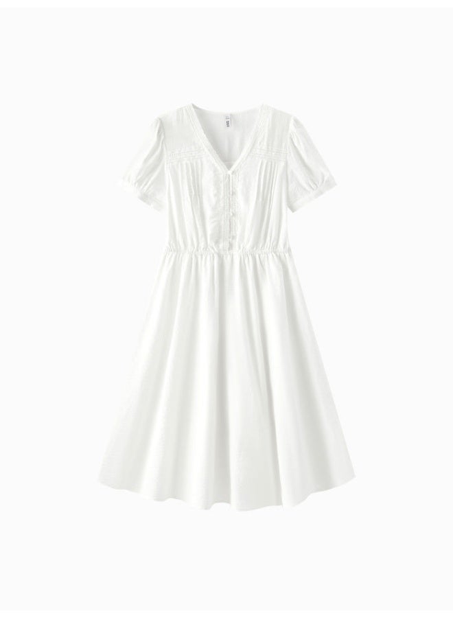 سيمير فستان بلون موحد وتفاصيل مطرزة للنساء - Image 1