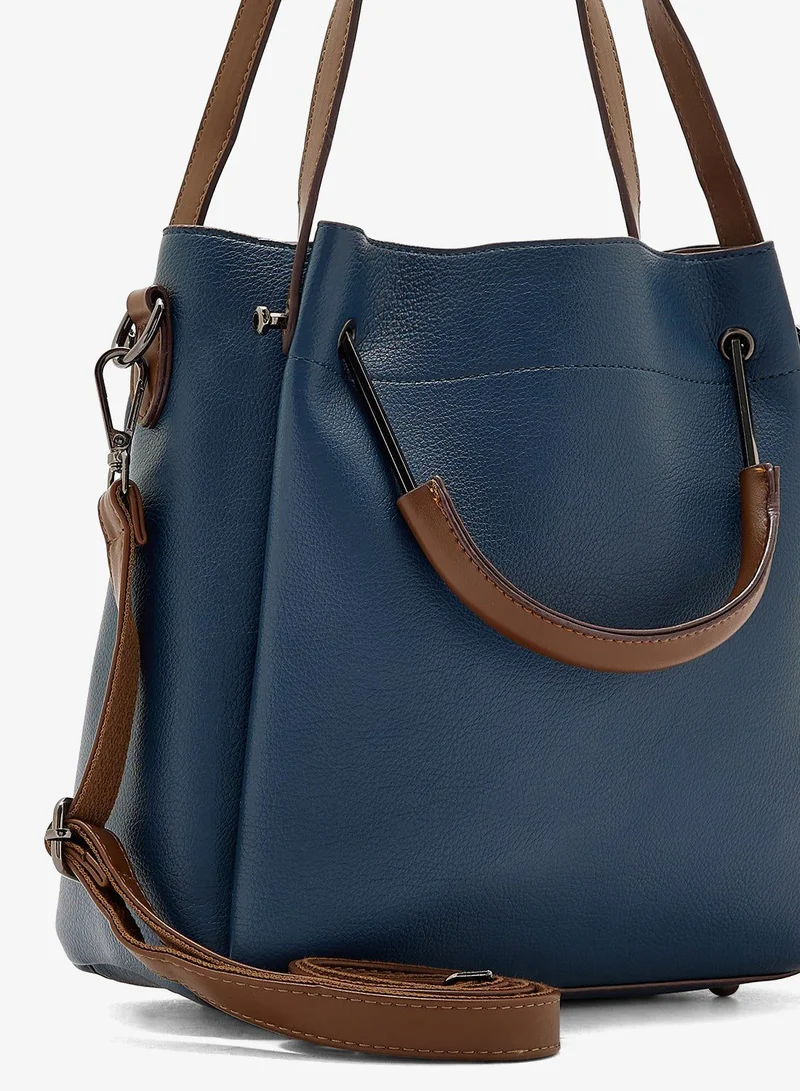 ELLA Blue slouch tote with top handle and strap for Women | Best Price UAE