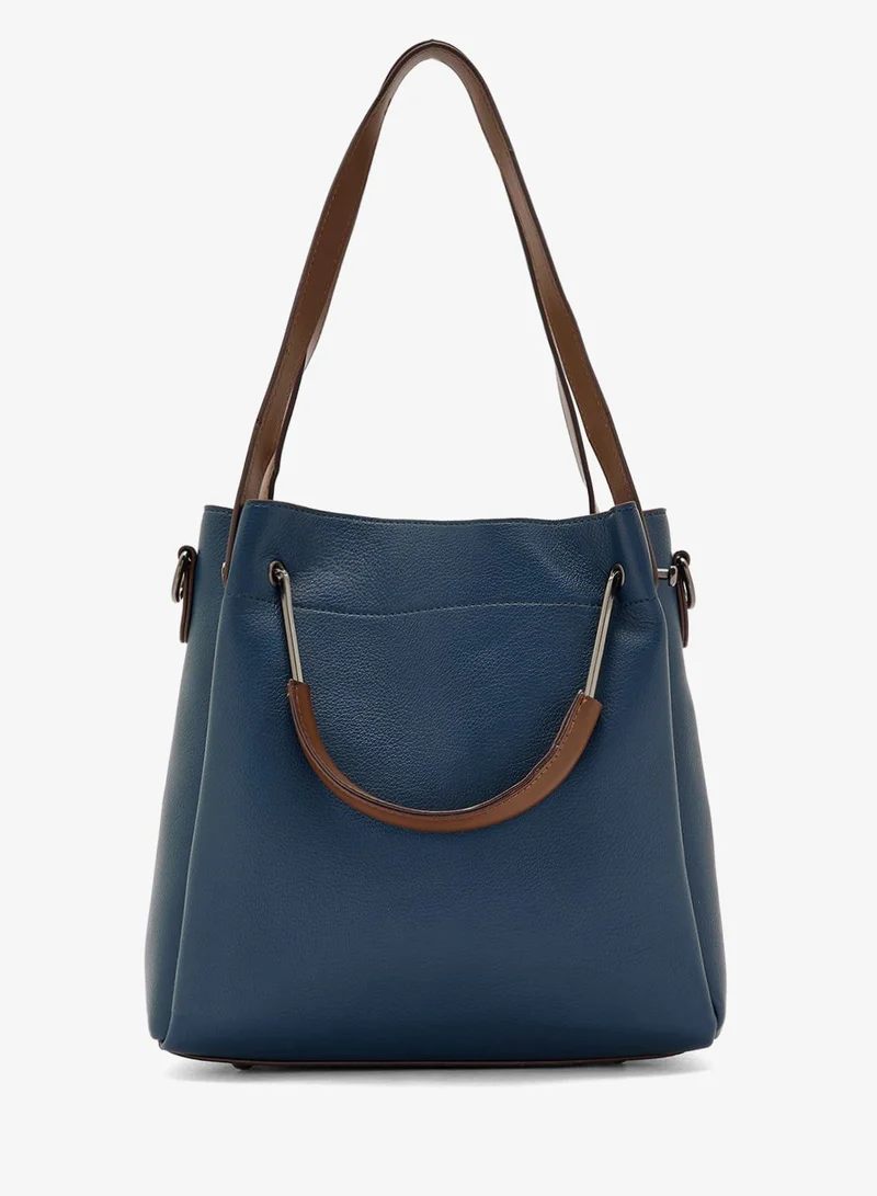 ELLA Blue slouch tote with top handle and strap for Women | Best Price UAE