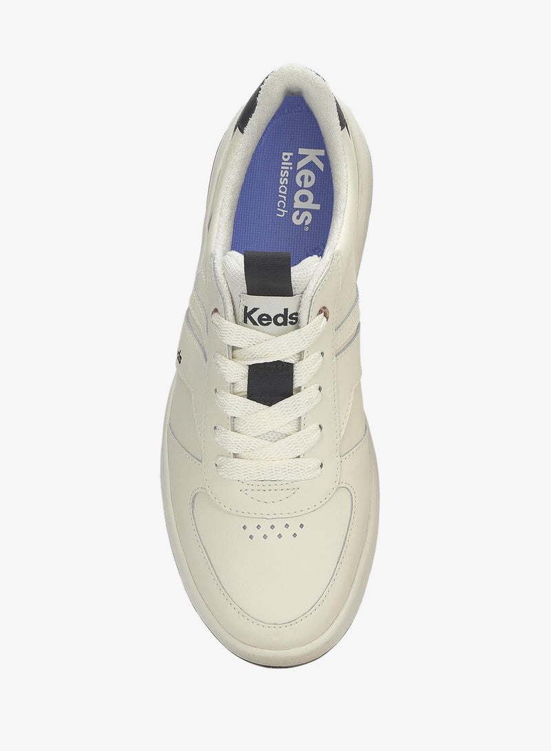 Keds Women's Court Ii Lace Up Leather Pop Outs Casual Sneaker Beige - Image 5