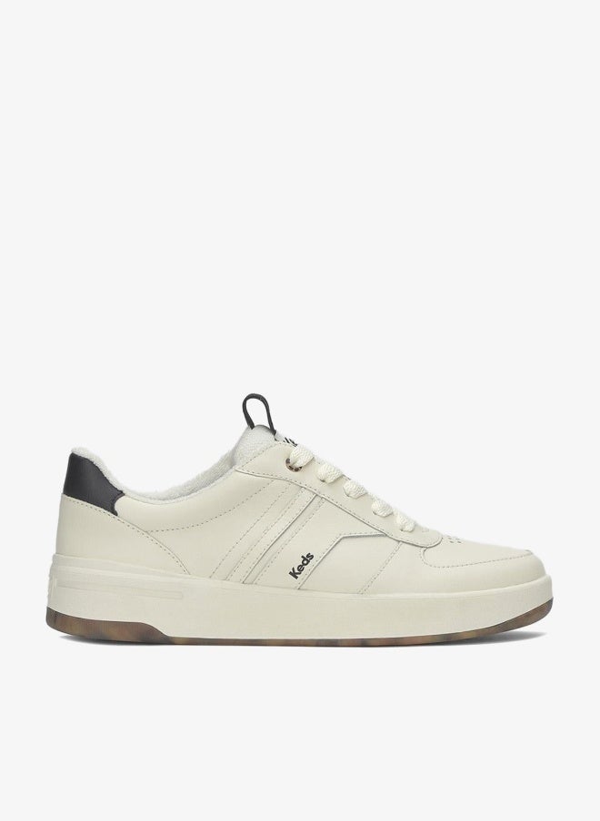 Keds Women's Court Ii Lace Up Leather Pop Outs Casual Sneaker Beige - Image 1