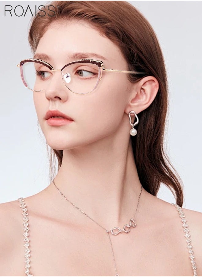 roaiss - Women's Blue Light Blocking Glasses Blue Light Filter Computer Reading Gaming TV Phones Cat Eye Eyeglasses Fashion Anti Eyestrain Headache Eyewear Burgundy Pink Rose Gold 52mm - Image 1