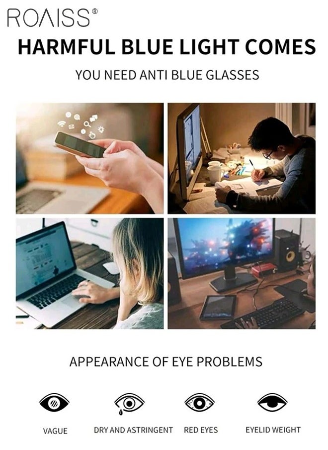 roaiss - Women's Blue Light Blocking Glasses Blue Light Filter Computer Reading Gaming TV Phones Cat Eye Eyeglasses Fashion Anti Eyestrain Headache Eyewear Burgundy Pink Rose Gold 52mm - Image 1