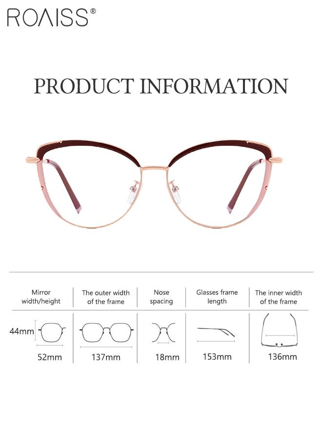 roaiss - Women's Blue Light Blocking Glasses Blue Light Filter Computer Reading Gaming TV Phones Cat Eye Eyeglasses Fashion Anti Eyestrain Headache Eyewear Burgundy Pink Rose Gold 52mm - Image 1