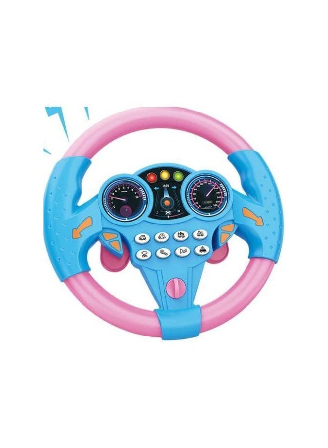 Interactive Kids Steering Wheel Toy with Lights & Sounds, Pink & Blue - Image 1