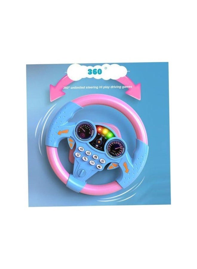 Interactive Kids Steering Wheel Toy with Lights & Sounds, Pink & Blue - Image 2