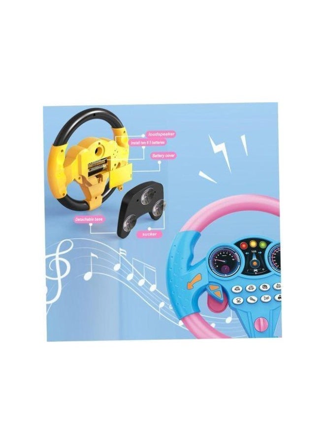 Interactive Kids Steering Wheel Toy with Lights & Sounds, Pink & Blue - Image 3