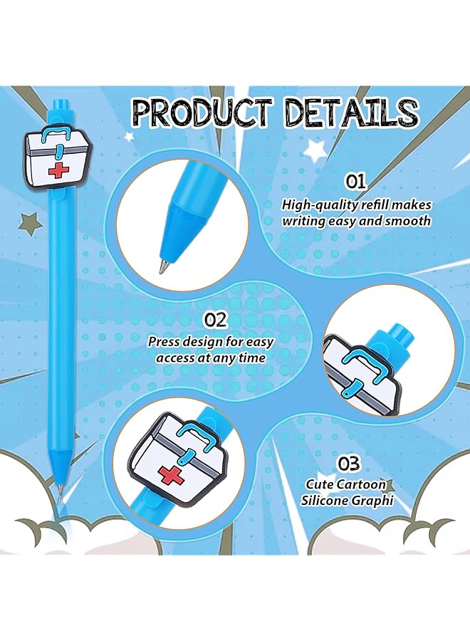 إيروريكس أقلام ممرضة مكونة من 6 قطع، أقلام ممرضة مضحكة برسوم كرتونية، أقلام حبر جاف قابلة للسحب 0.5 مم، هدية للممرضات والأطباء والمساعدين الطبيين والطلاب والعاملين في مجال الرعاية الصحية وهدايا تقدير المكتب - Image 3