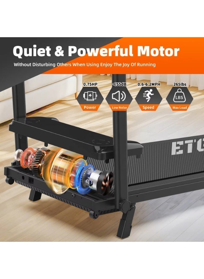 إي تي جي جهاز جري منزلي قابل للطي بسرعة 1-10 كم/ساعة، بقوة 0.75 حصان، يتحمل وزنًا يصل إلى 120 كجم - Image 5