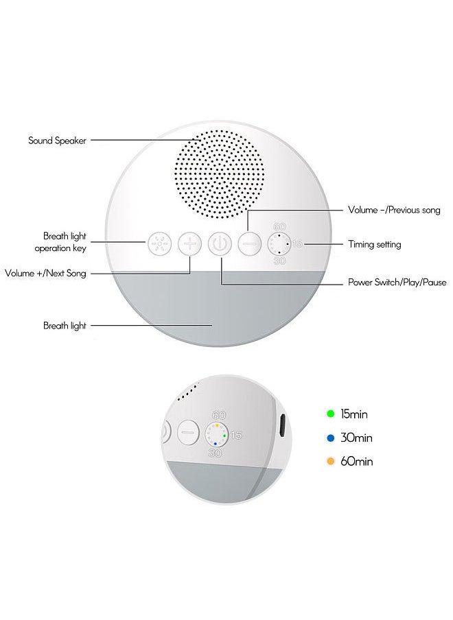 Generic - White Noise Sleep Machine Built-in 6 Soothing Sound Soft Breath Light 15/30/60 Intelligent Timing for People of All Ages - Image 1
