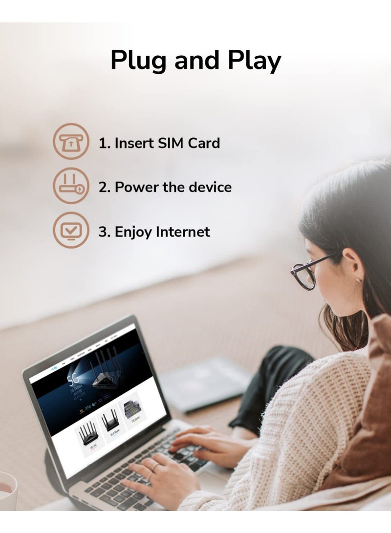 Cudy N300 WiFi Unlocked 4G LTE Modem Router with SIM Card Slot, 300Mbps WiFi, LTE Cat4, EC25-AFX Qualcomm Chipset, 5dBi High Gain Antennas, FDD, DDNS, VPN, Cloudflare, Plug and Play (Cudy LT400) - Image 3