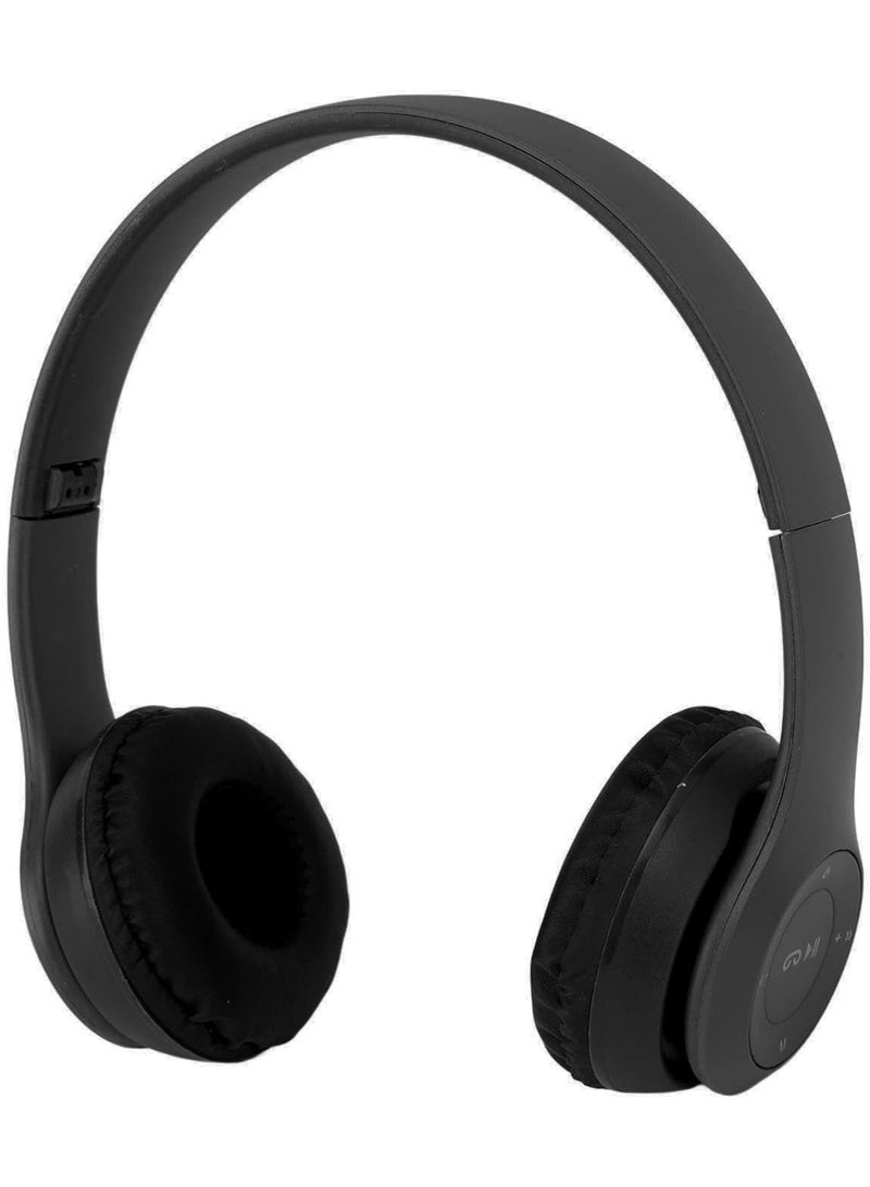 P47 BT Wireless Bluetooth Over-Ear Foldable Headphones with Noise Reduction, Black - Image 1