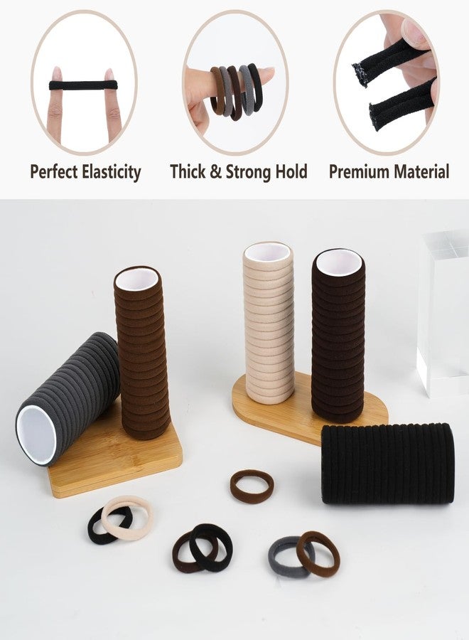 FVOLREM Hair Ties, 100 PCS No Damage Hair Elastics Hair Accessories for Women Girls, Thick Seamless Hair Ties, Neutral Color, 5 Colors Included: Black, Brown, Gray, Carnation, Light Brown - Image 4