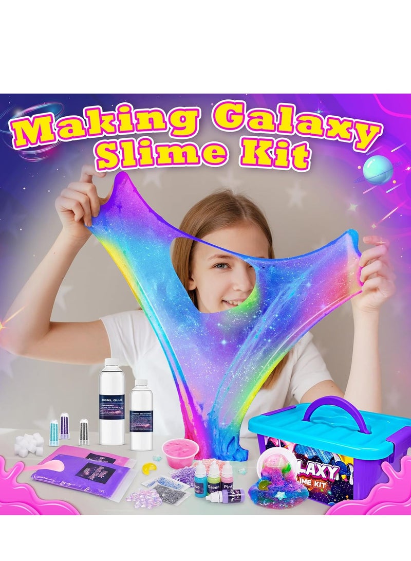 Galaxy Slime Making Kit for Girls Boys, Jelly Slime With Straws Arts and Crafts Kits DIY Modeling Air Dry Magic Clay, Stress Relief Party Favors 31 Accessories  Ice Cream Slime Kit for Kids - Image 2