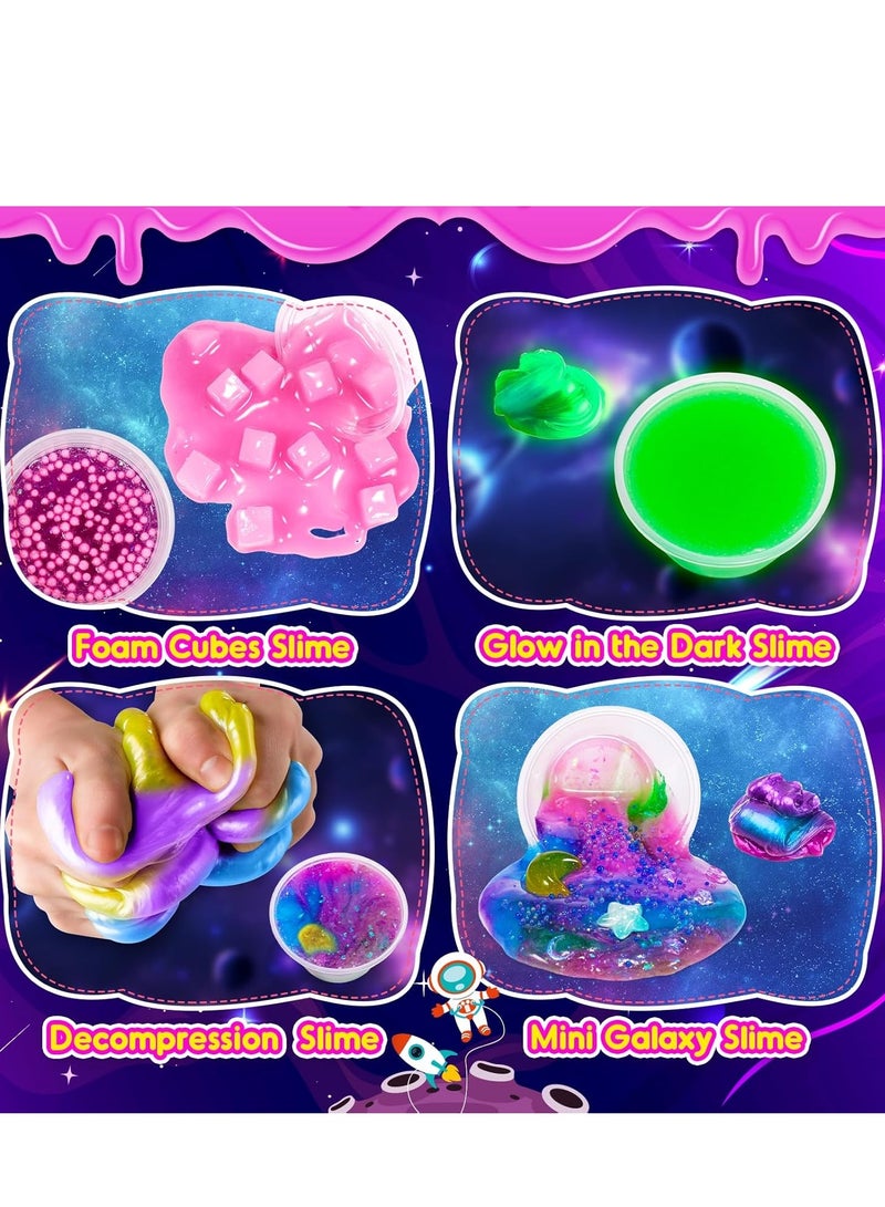 Galaxy Slime Making Kit for Girls Boys, Jelly Slime With Straws Arts and Crafts Kits DIY Modeling Air Dry Magic Clay, Stress Relief Party Favors 31 Accessories  Ice Cream Slime Kit for Kids - Image 3