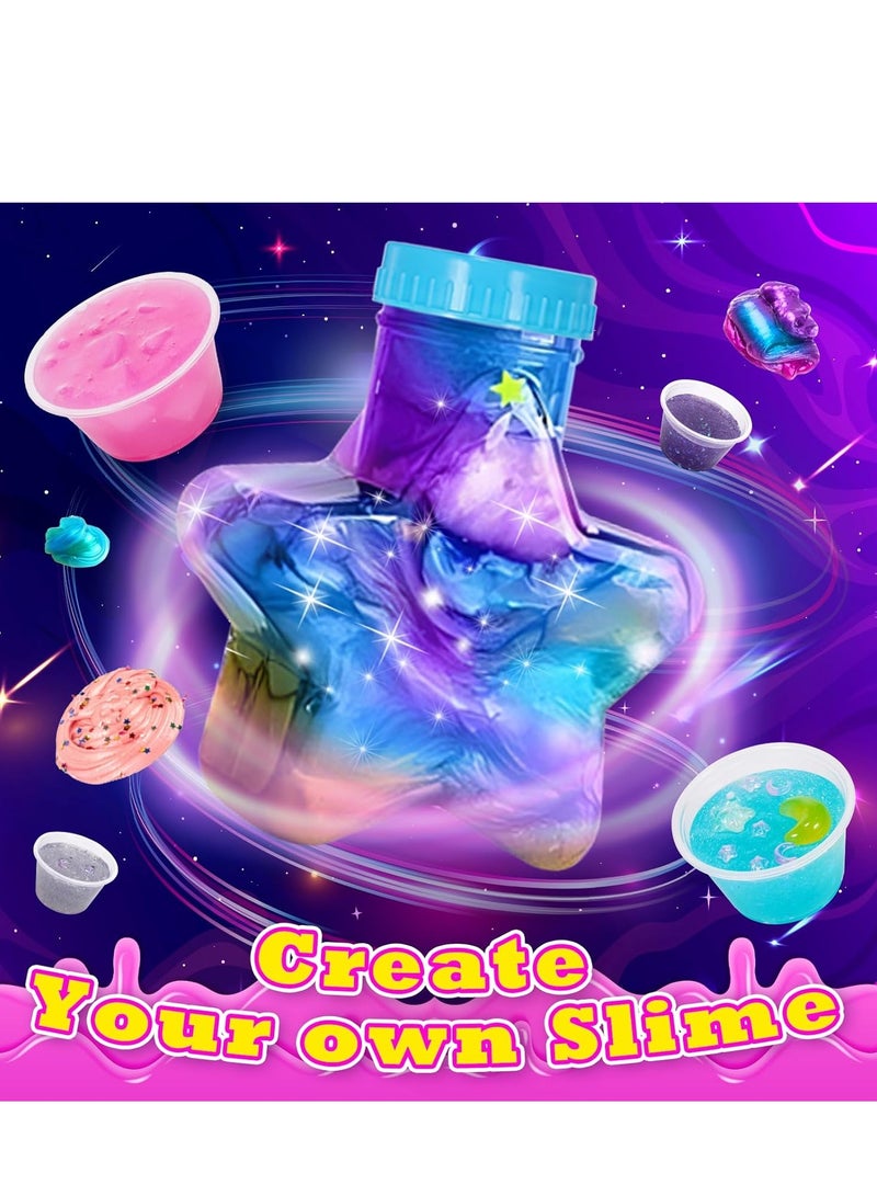 Galaxy Slime Making Kit for Girls Boys, Jelly Slime With Straws Arts and Crafts Kits DIY Modeling Air Dry Magic Clay, Stress Relief Party Favors 31 Accessories  Ice Cream Slime Kit for Kids - Image 4