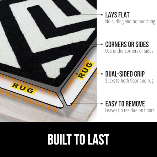 GORILLA GRIP 12 Pc Rug Gripper Pads Keep Area Rugs Corners from Curling, No Damage Reusable Double-Sided Sticky Pads, Holds Down Carpet, Stays in Place on Hardwood Floors, Grips Tile Floor, Home Décor - Image 2