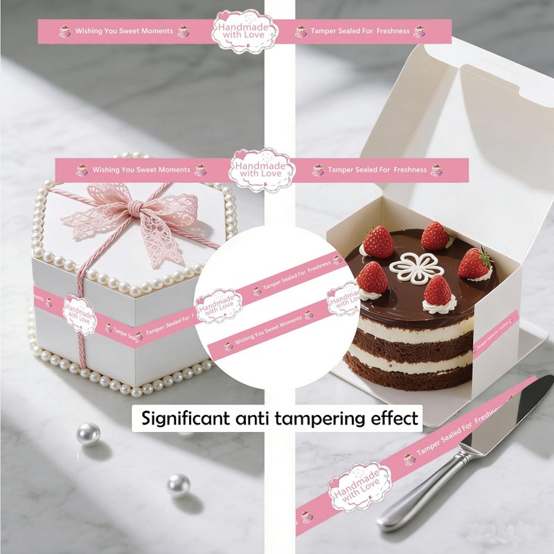 wootile Food Retail Package Seal Stickers 9x1 Inch Safe Secure Tamper Evident Lids Stickers 250 Pcs Tamper Resistant Stickers,Baking Gift Box Sticker for Handmade Baking Craft Arts,Hand Made Sticker - Image 2