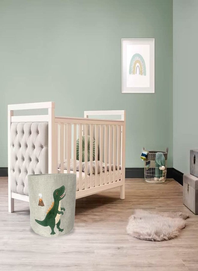 MON AMI Premium Dinosaur Round Storage Basket - 13”, Small Storage Bins for Kids, Shelves, Organizing, Baby Toy Organizers and Nursery Storage - Image 2