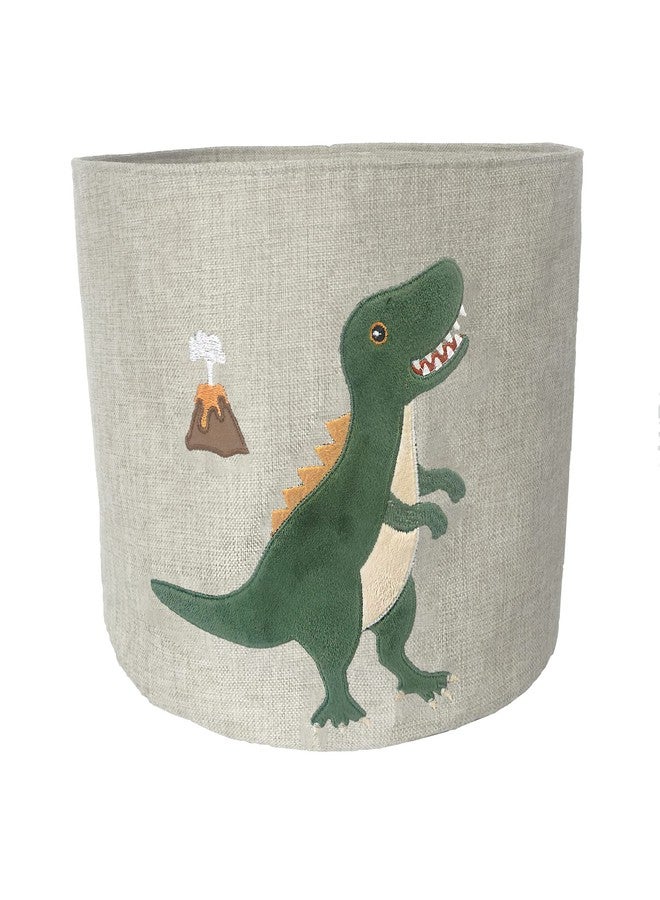 MON AMI Premium Dinosaur Round Storage Basket - 13”, Small Storage Bins for Kids, Shelves, Organizing, Baby Toy Organizers and Nursery Storage - Image 1