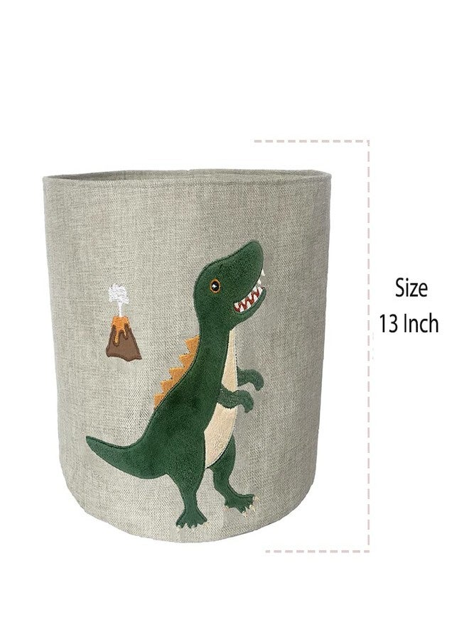 MON AMI Premium Dinosaur Round Storage Basket - 13”, Small Storage Bins for Kids, Shelves, Organizing, Baby Toy Organizers and Nursery Storage - Image 3