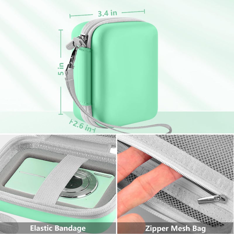Leayjeen Digital Camera Case Compatible with CAMKORY/KODAK PIXPRO FZ45/FZ55/Canon PowerShot ELPH 180/ Sony DSCW800/ FHD 1080P 44MP Point Digital Camera,Compact Digital Camera-Green(Case Only) - Image 4