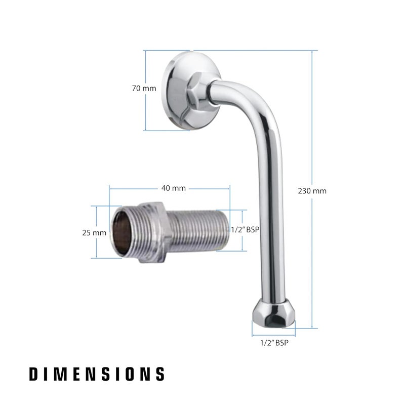 Pixaflo Stainless Steel 9 LBend for Wall Mixer 12 X 34 Hex Nipple Compatible for All Types of 2 in 1 and 3 in 1 Wall Mixers - Image 3