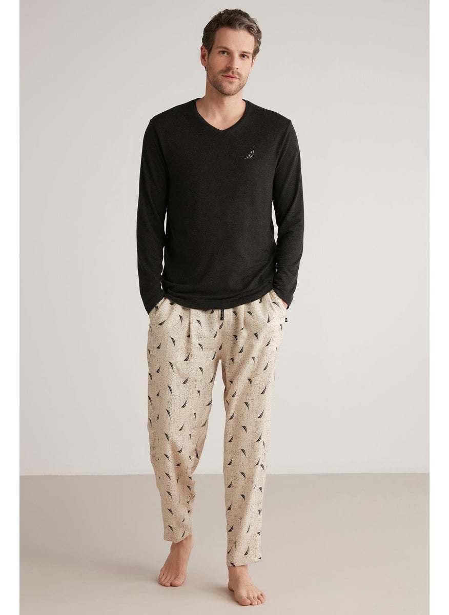 NAUTICA Long Sleeve V Neck Soft Texture Men's Pajama Set M622  - Image 1