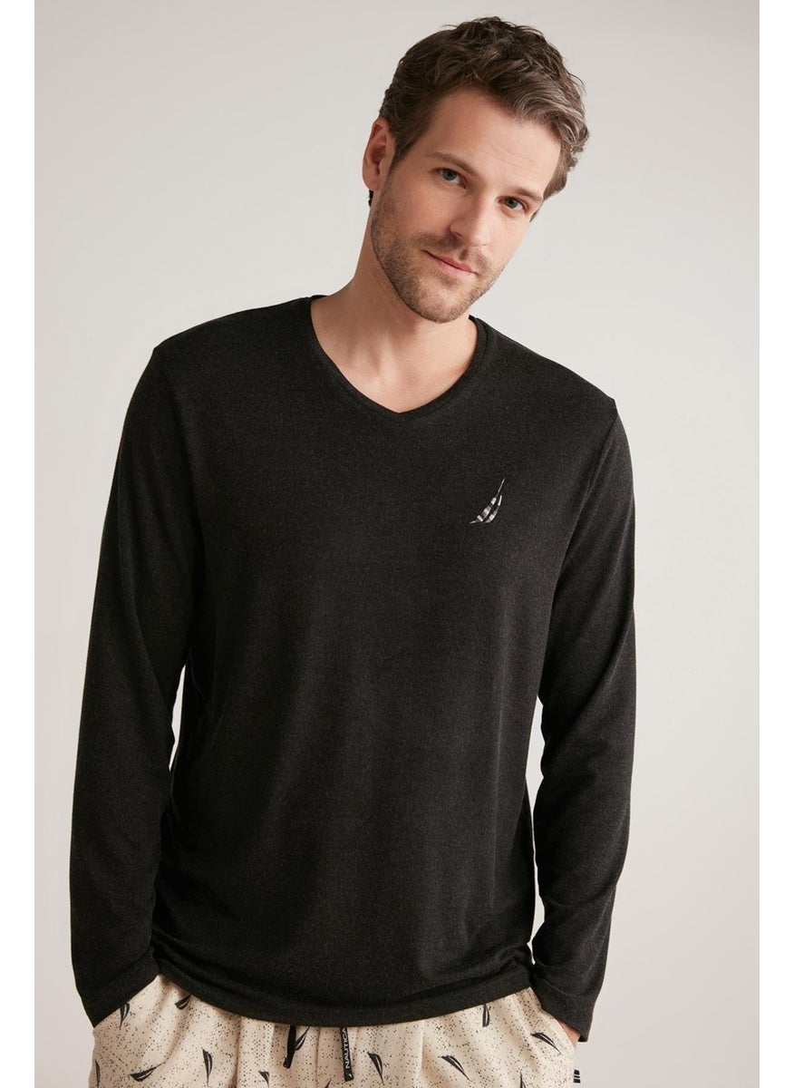 NAUTICA Long Sleeve V Neck Soft Texture Men's Pajama Set M622  - Image 2